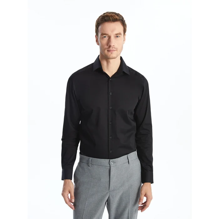 LCW BUSINESS Siyah Slim Fit Uzun Kollu Erkek Gömlek