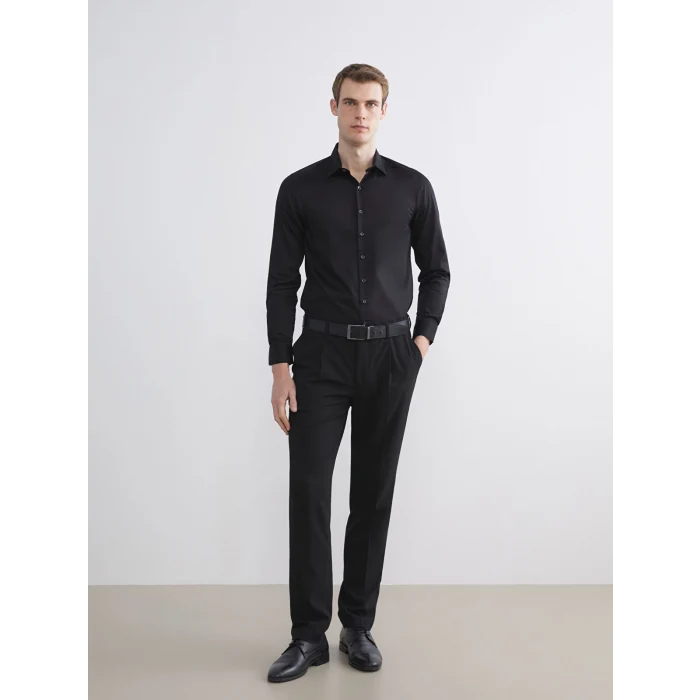 LCW BUSINESS Siyah Slim Fit Uzun Kollu Erkek Gömlek