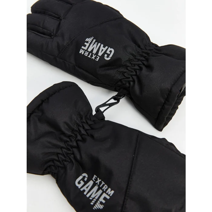 LCW ACCESSORIES Siyah Kilit Detaylı Erkek Çocuk Kayak Eldiveni