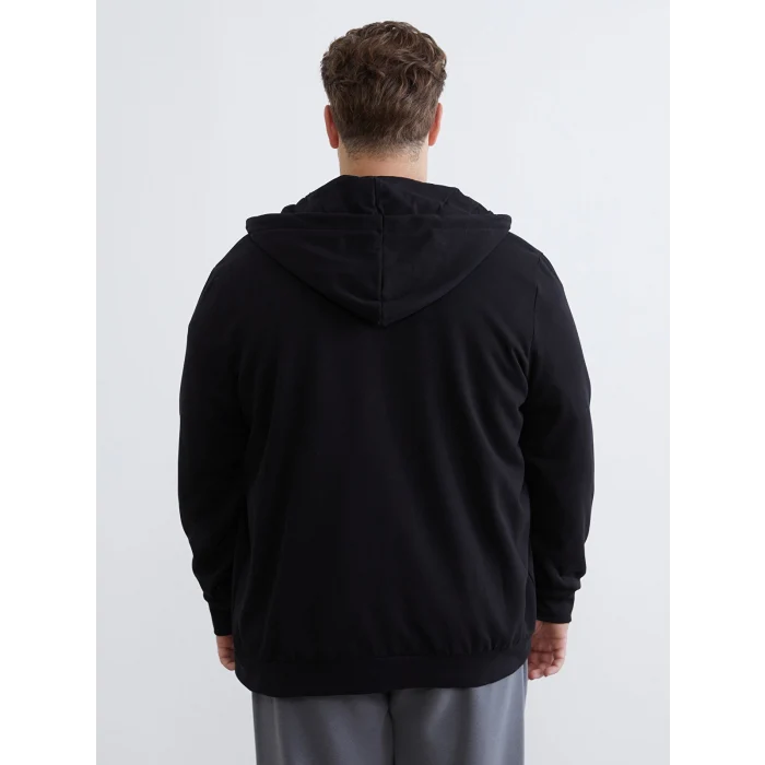 LCWAIKIKI Classic Siyah Kapüşonlu Uzun Kollu Erkek Fermuarlı Sweatshirt