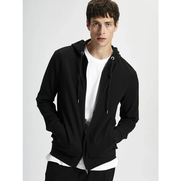 LCWAIKIKI Classic Siyah Kapüşonlu Uzun Kollu Erkek Fermuarlı Sweatshirt