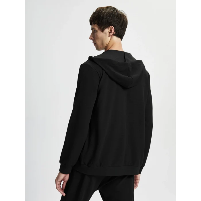 LCWAIKIKI Classic Siyah Kapüşonlu Uzun Kollu Erkek Fermuarlı Sweatshirt