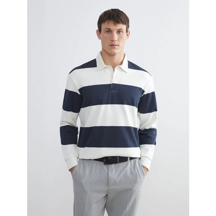 LCW Vision Lacivert Polo Yaka Erkek Sweatshirt