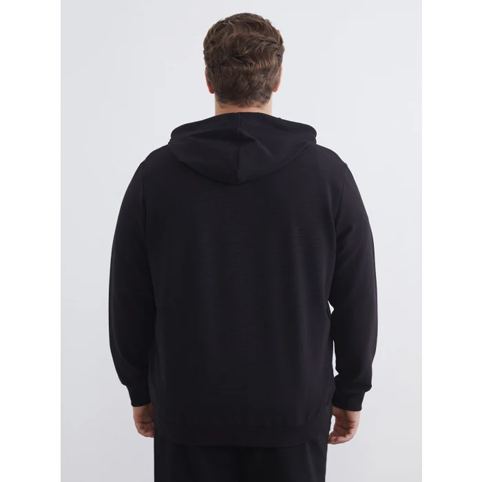 LCWAIKIKI Classic Siyah Kapüşonlu Uzun Kollu Erkek Fermuarlı Sweatshirt