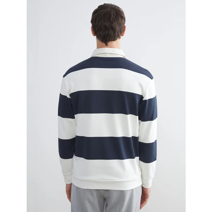 LCW Vision Lacivert Polo Yaka Erkek Sweatshirt
