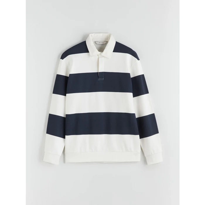 LCW Vision Lacivert Polo Yaka Erkek Sweatshirt