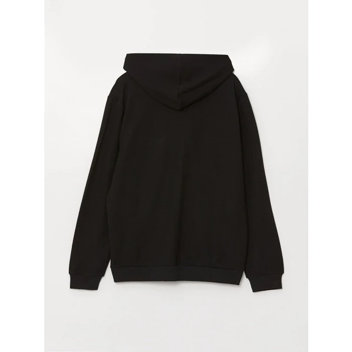 LCWAIKIKI Classic Siyah Kapüşonlu Uzun Kollu Erkek Fermuarlı Sweatshirt