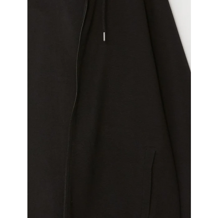 LCWAIKIKI Classic Siyah Kapüşonlu Uzun Kollu Erkek Fermuarlı Sweatshirt