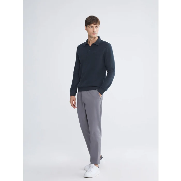 LC WAIKIKI Lacivert Polo Yaka Erkek Sweatshirt