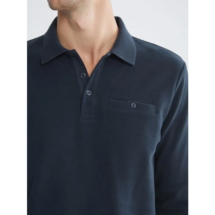 LC WAIKIKI Lacivert Polo Yaka Erkek Sweatshirt