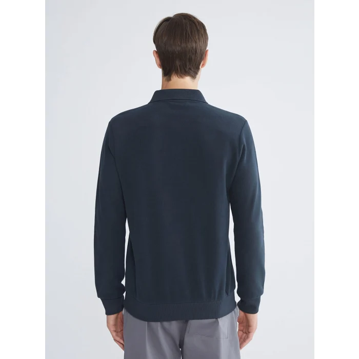 LC WAIKIKI Lacivert Polo Yaka Erkek Sweatshirt