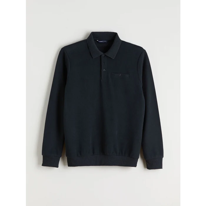 LC WAIKIKI Lacivert Polo Yaka Erkek Sweatshirt