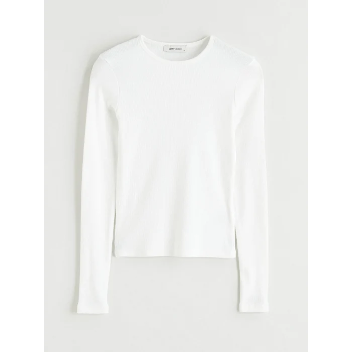 LCW Vision Ekru Bisiklet Yaka Fitilli Kadın Body