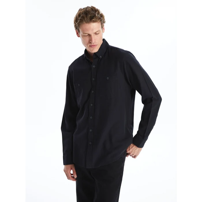 LCWAIKIKI Classic Siyah Regular Fit Uzun Kollu Gabardin Erkek Gömlek