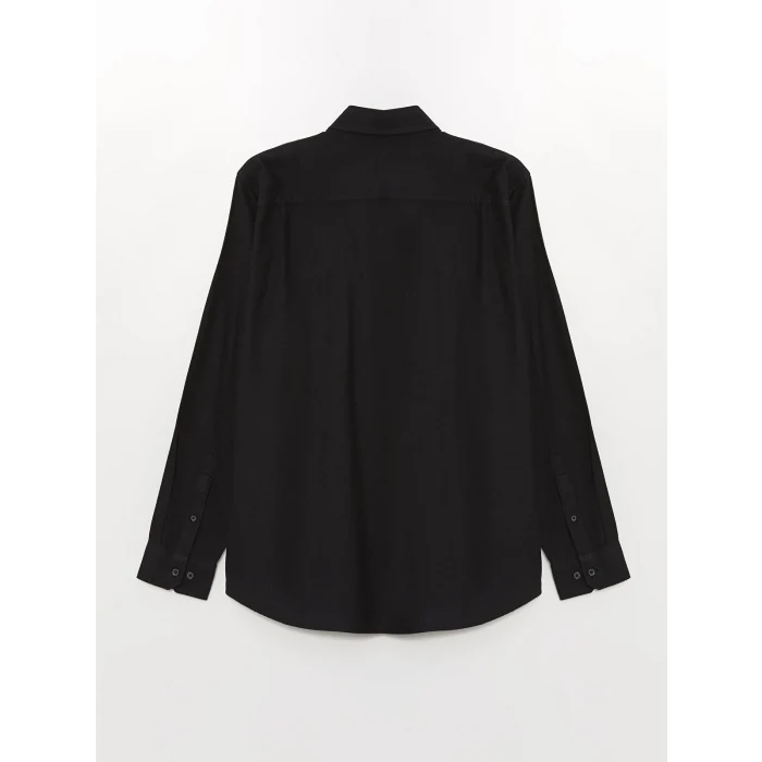 LCWAIKIKI Classic Siyah Regular Fit Uzun Kollu Gabardin Erkek Gömlek