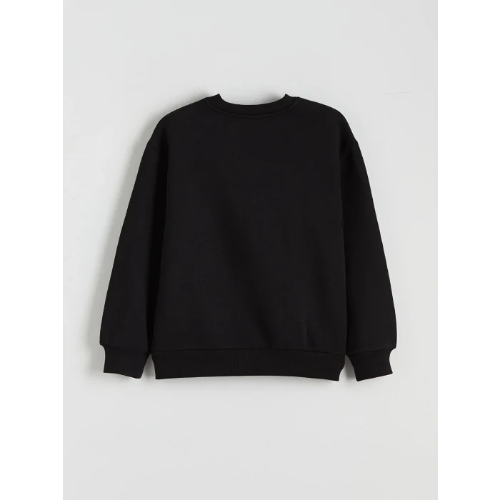 LCW Kids Siyah Wednesday Baskılı Kız Çocuk Kalın Sweatshirt