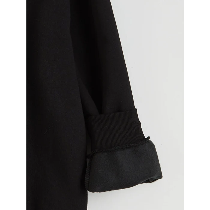 LCW Kids Siyah Wednesday Baskılı Kız Çocuk Kalın Sweatshirt