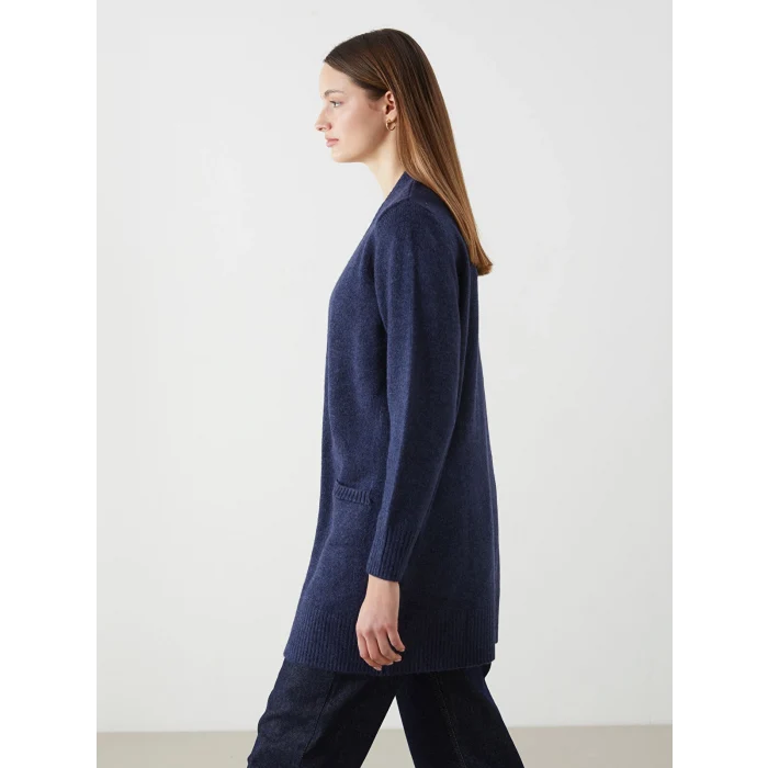 LCWAIKIKI Classic İndigo Şal Yaka Kadın Triko Hırka