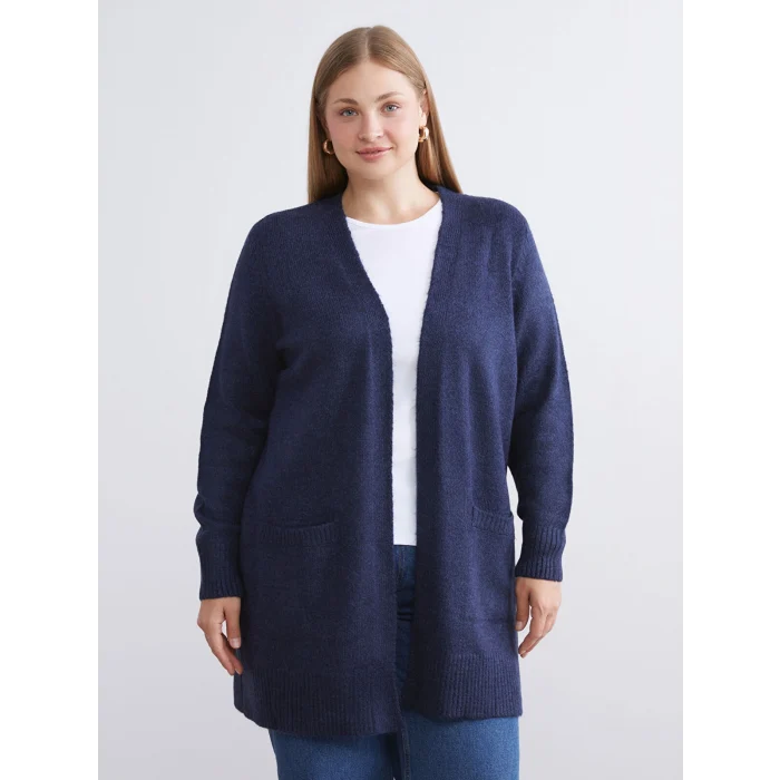 LCWAIKIKI Classic İndigo Şal Yaka Kadın Triko Hırka