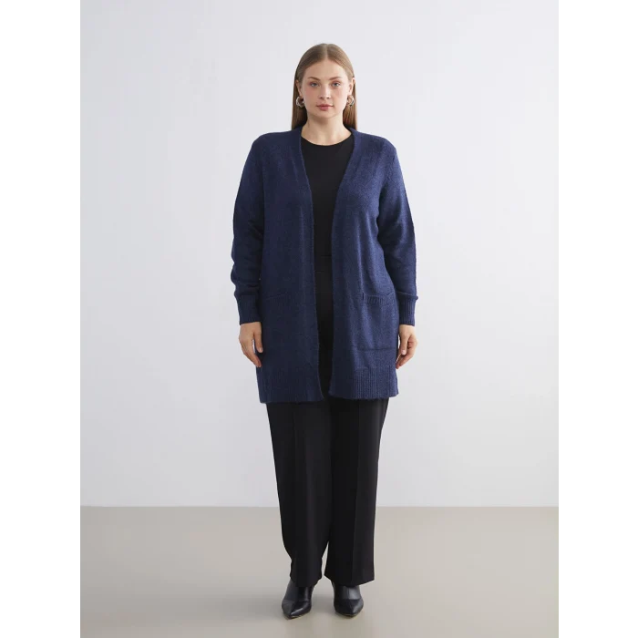 LCWAIKIKI Classic İndigo Şal Yaka Kadın Triko Hırka