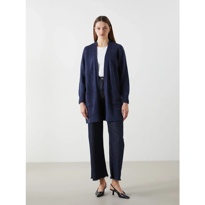 LCWAIKIKI Classic İndigo Şal Yaka Kadın Triko Hırka