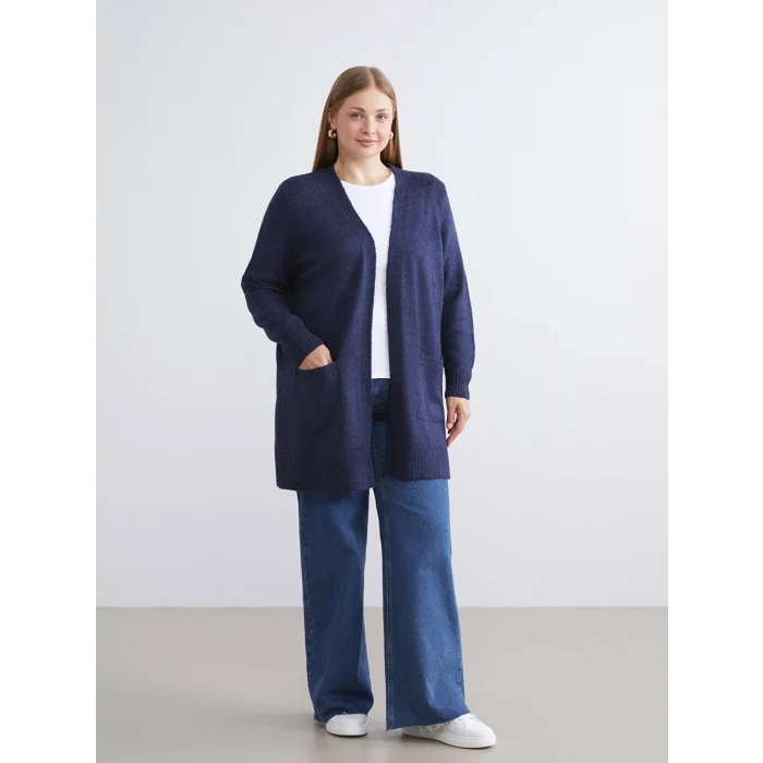 LCWAIKIKI Classic İndigo Şal Yaka Kadın Triko Hırka