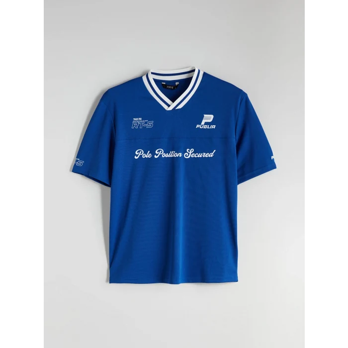 XSIDE Mavi V Yaka Kısa Kollu Erkek Tişört