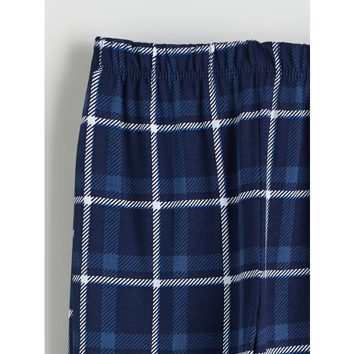 LCW Kids Mavi Bisiklet Yaka Baskılı Erkek Çocuk Pijama Takım