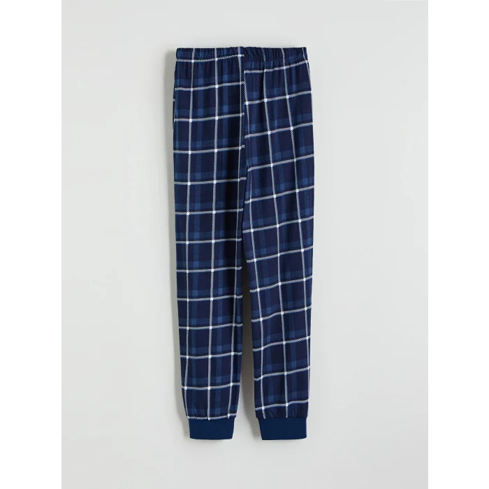 LCW Kids Mavi Bisiklet Yaka Baskılı Erkek Çocuk Pijama Takım