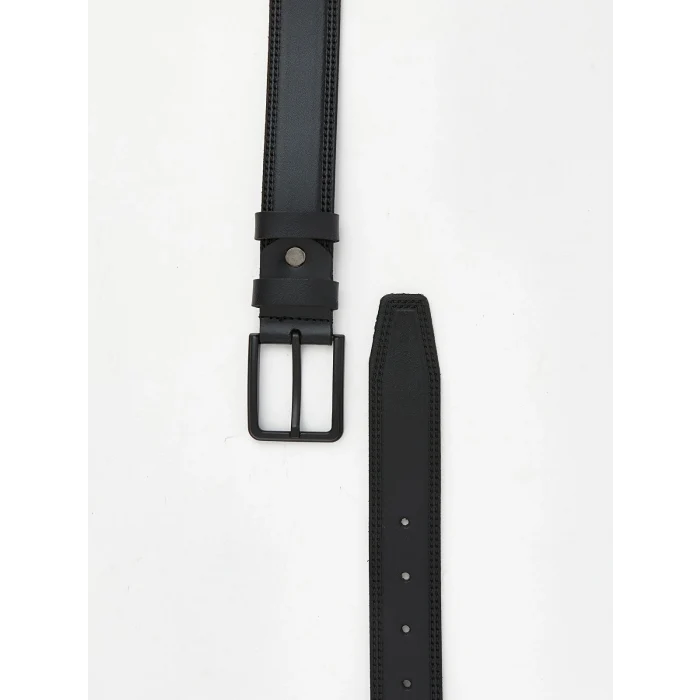 LCW ACCESSORIES Siyah Deri Görünümlü Erkek Kemer