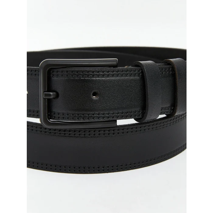 LCW ACCESSORIES Siyah Deri Görünümlü Erkek Kemer