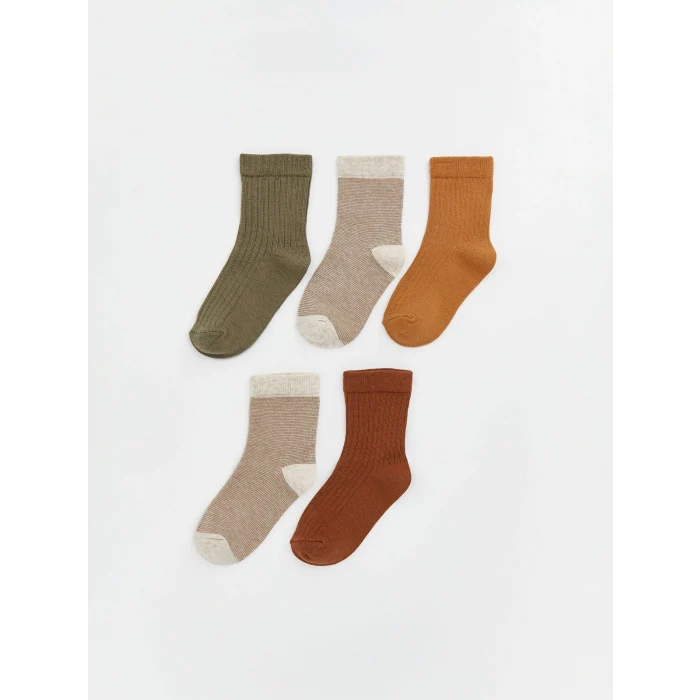 LCW baby Yeşil Çizgili Erkek Bebek Soket Çorap 5li