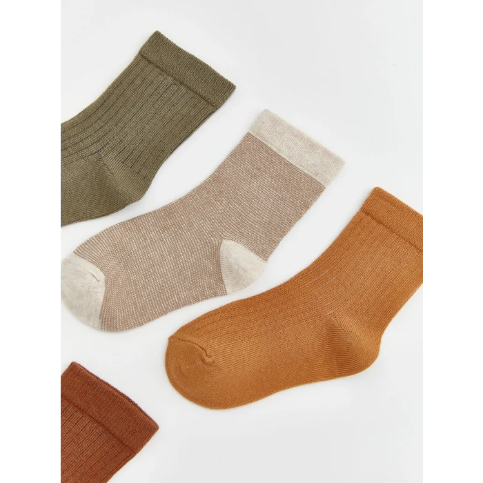 LCW baby Yeşil Çizgili Erkek Bebek Soket Çorap 5li