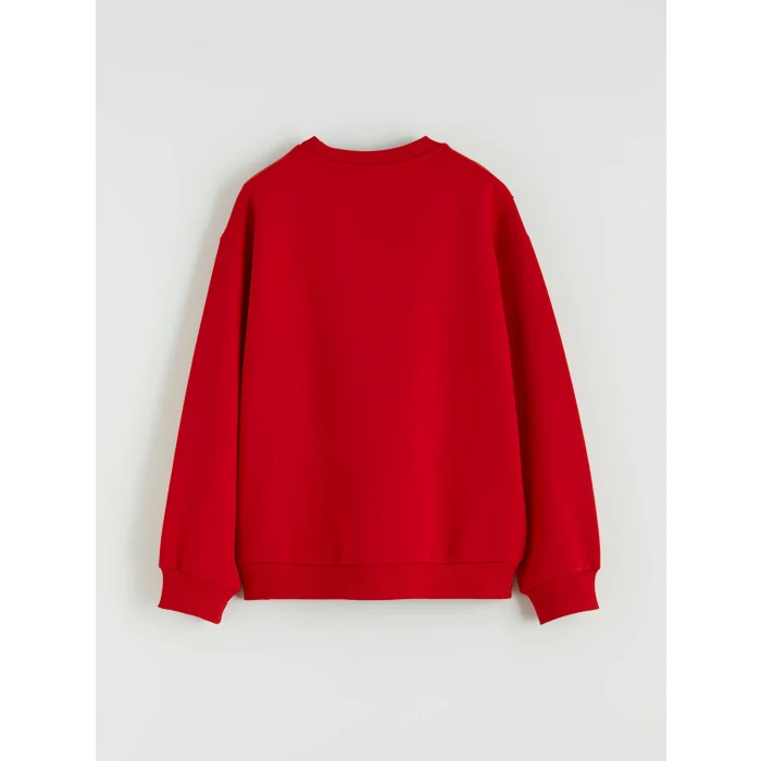 LCW Kids Kırmızı Snoopy Baskılı Kız Çocuk Kalın Sweatshirt