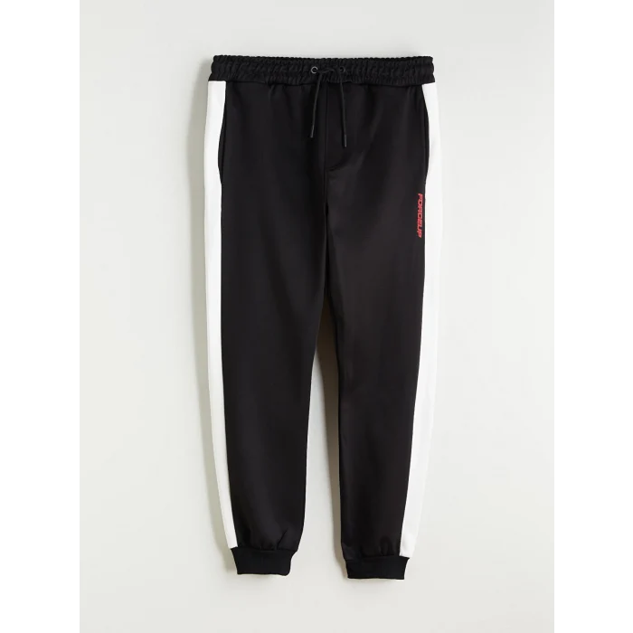 XSIDE Siyah Beli Lastikli Baskılı Erkek Jogger Eşofman Altı