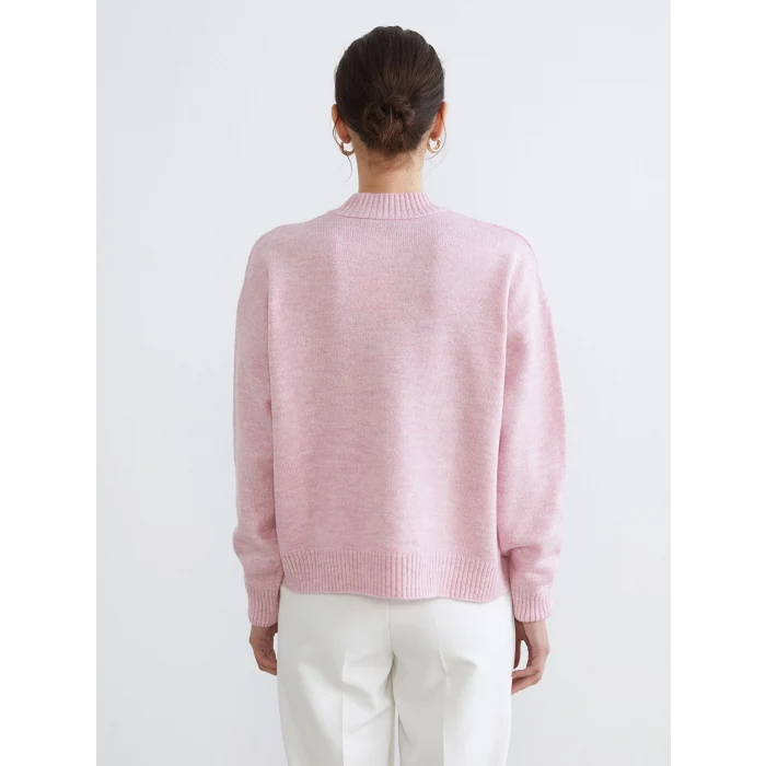 LCW Comfort Pembe Dik Yaka Boncuk İşlemeli Kadın Triko Kazak