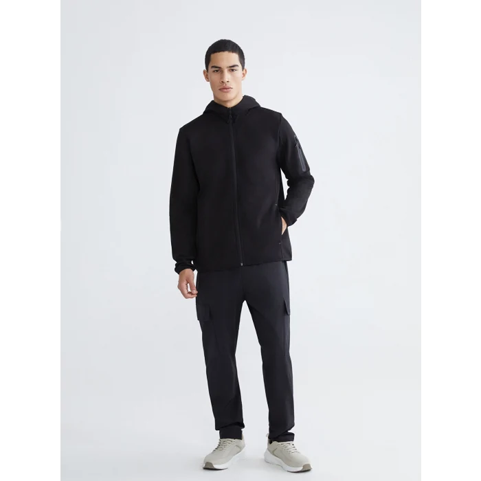 XSIDE ACTIVE Siyah Kapüşonlu Erkek Fermuarlı Sweatshirt