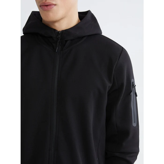 XSIDE ACTIVE Siyah Kapüşonlu Erkek Fermuarlı Sweatshirt