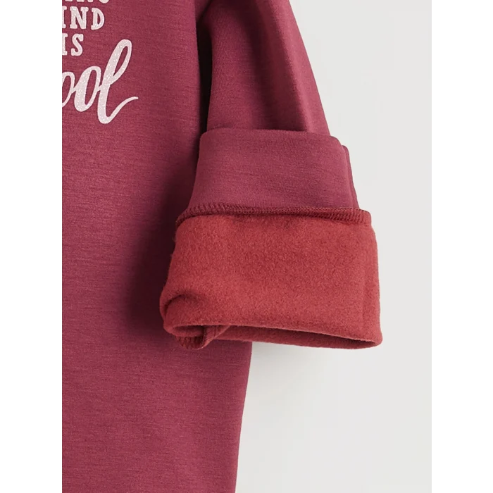LCW Kids Bordo Baskılı Kız Çocuk Sweatshirt ve Pantolon 2li
