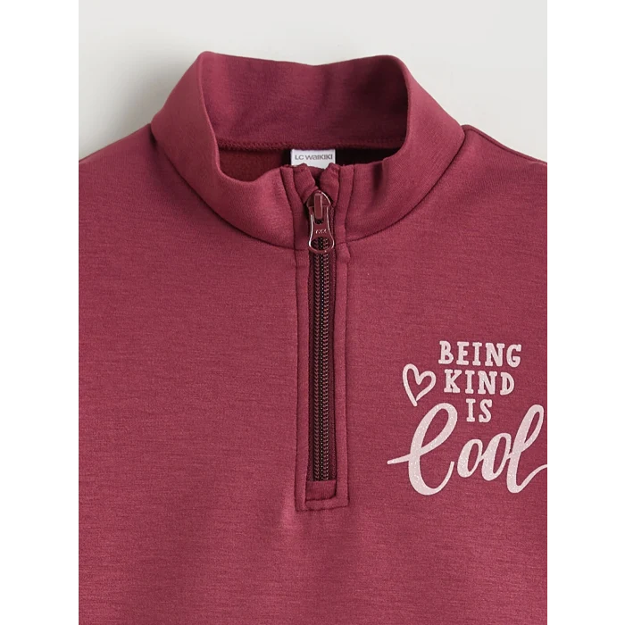 LCW Kids Bordo Baskılı Kız Çocuk Sweatshirt ve Pantolon 2li