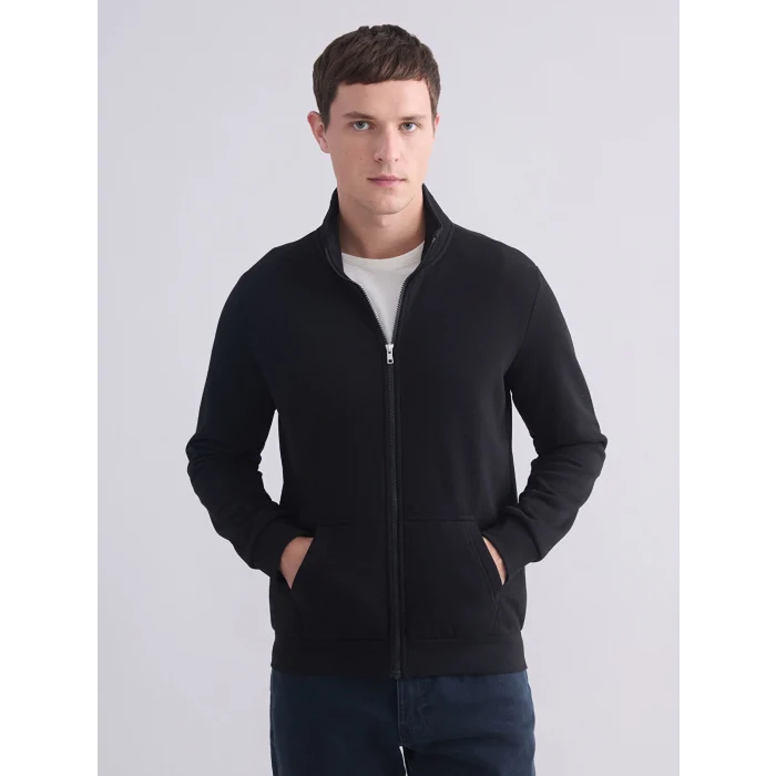 LC WAIKIKI Siyah Dik Yaka Erkek Fermuarlı Sweatshirt