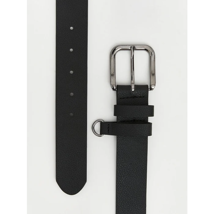 LCW ACCESSORIES Siyah Deri Görünümlü Erkek Kemer