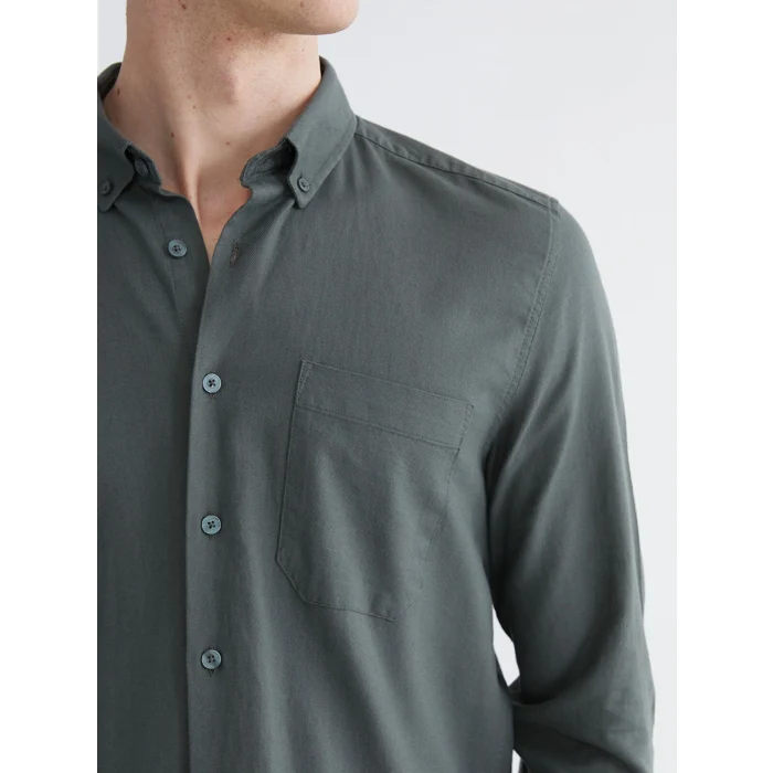 LCWAIKIKI Classic Yeşil Regular Fit Gabardin Erkek Gömlek