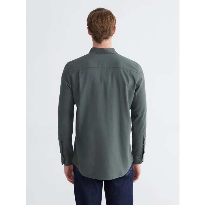 LCWAIKIKI Classic Yeşil Regular Fit Gabardin Erkek Gömlek