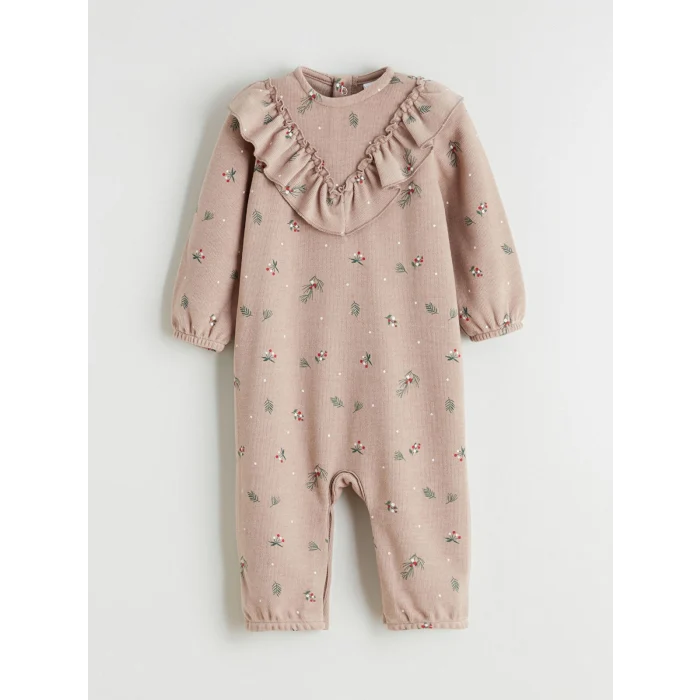 LCW baby Kahverengi Fırfır Detaylı Kız Bebek Tulum