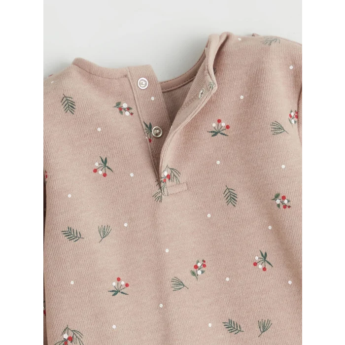 LCW baby Kahverengi Fırfır Detaylı Kız Bebek Tulum