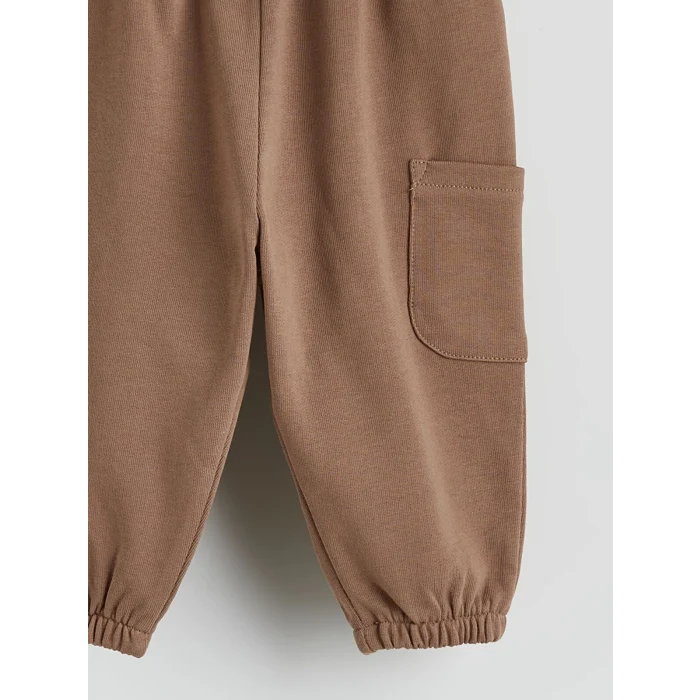 LCW baby Kahverengi Ayıcık Nakışlı Erkek Bebek Sweatshirt ve Eşofman Altı