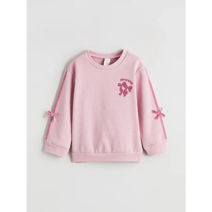LCW Kids Pembe Fiyonklu Kız Çocuk Kalın Sweatshirt ve Eşofman Altı