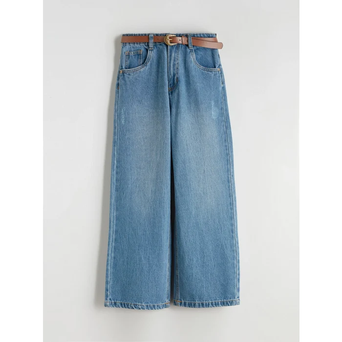 LCW Kids İndigo Wideleg Kız Çocuk Jean Pantolon