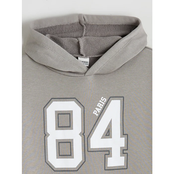 LCW Kids Gri Kapüşonlu Kız Çocuk Elbise